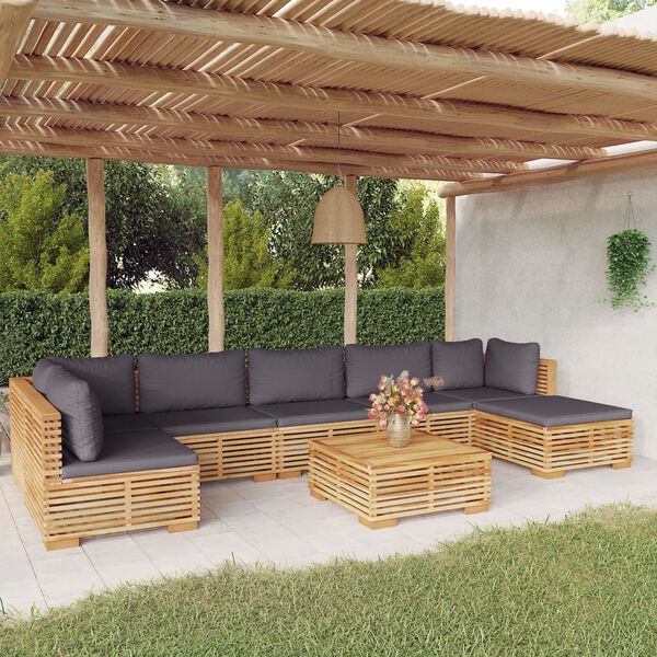 vidaXL 8 Piece Garden Lounge Set with Cushions Solid Wood Teak