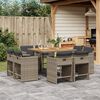 vidaXL 9 Piece Garden Dining Set with Cushions Grey Poly Rattan