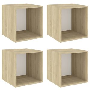 vidaXL Wall Cabinets 4 pcs White and Sonoma Oak 37x37x37 cm Engineered Wood