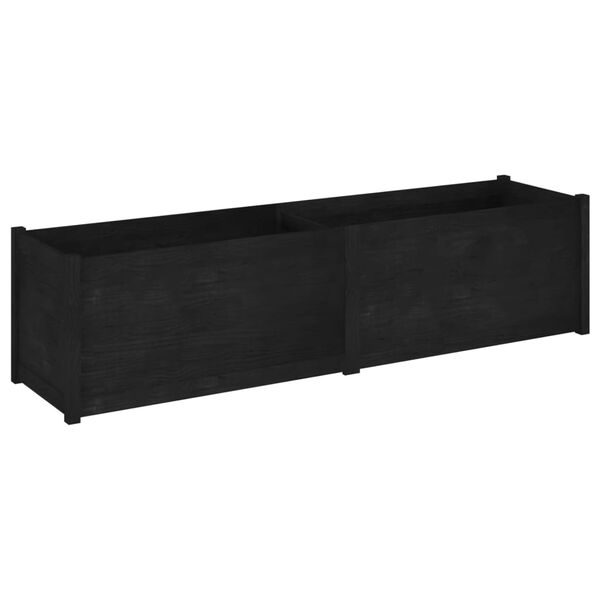 vidaXL Garden Planter Black 200x50x50 cm Solid Pinewood