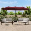 vidaXL Double-Head Garden Parasol with LEDs Bordeaux Red 449x265 cm