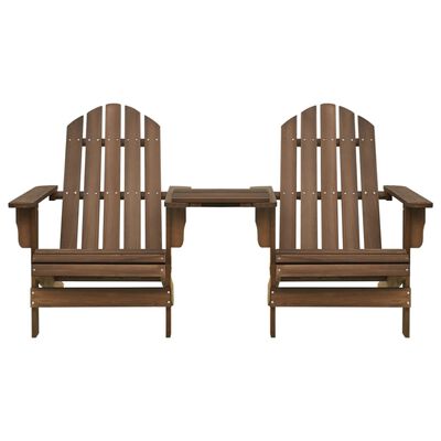 vidaXL Garden Adirondack Chairs with Tea Table Solid Fir Wood Brown