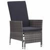 vidaXL Reclining Garden Chair with Cushions Poly Rattan Grey