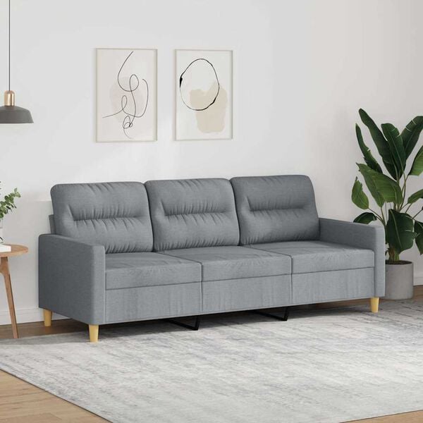 vidaXL 3-Seater Sofa Light Grey 180 cm Fabric