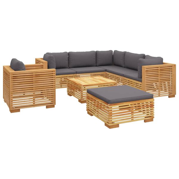vidaXL 8 Piece Garden Lounge Set with Cushions Solid Teak Wood