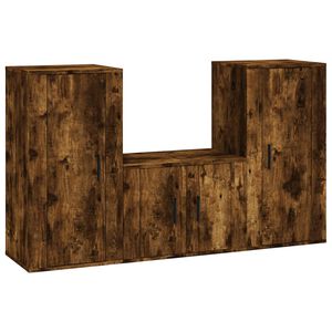 vidaXL 3 Piece TV Cabinet Set Smoked Oak Engineered Wood