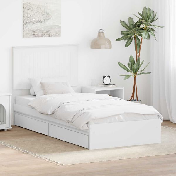 vidaXL Storage Bed with Headboard White 90 x 190 cm Engineered Wood