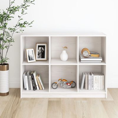 vidaXL Book Cabinet White 104x33x76 cm Solid Pinewood