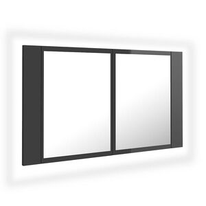 vidaXL LED Mirror Cabinet | High gloss grey | Engineered wood, Acrylic | 80 cm