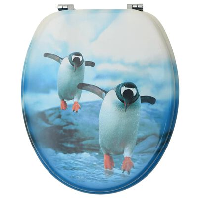 vidaXL WC Toilet Seats with Lid 2 pcs MDF Penguin Design