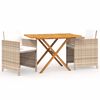 vidaXL 3 Piece Garden Dining Set with Cushions Beige