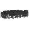 vidaXL 15 Piece Garden Dining Set with Cushions Black Poly Rattan