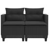 vidaXL Garden Sofa 2-Seater with Stools Black Poly Rattan