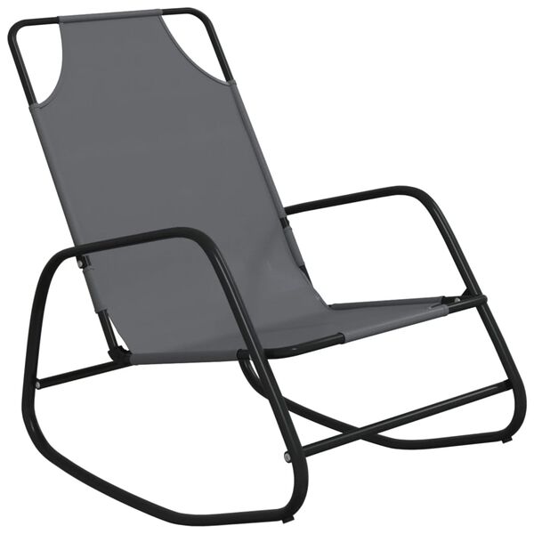 vidaXL Rocking Sun Loungers 2 pcs Grey Steel and Textilene