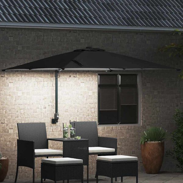 vidaXL Garden Parasol Black 248.5 x 247.5 x 160 cm Polyester and Steel