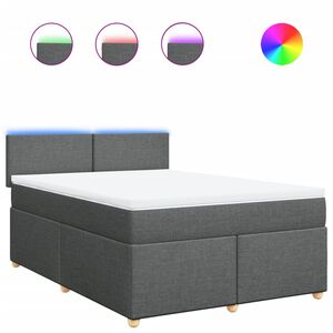 vidaXL Box Spring Bed with Mattress Dark Grey Double Fabric