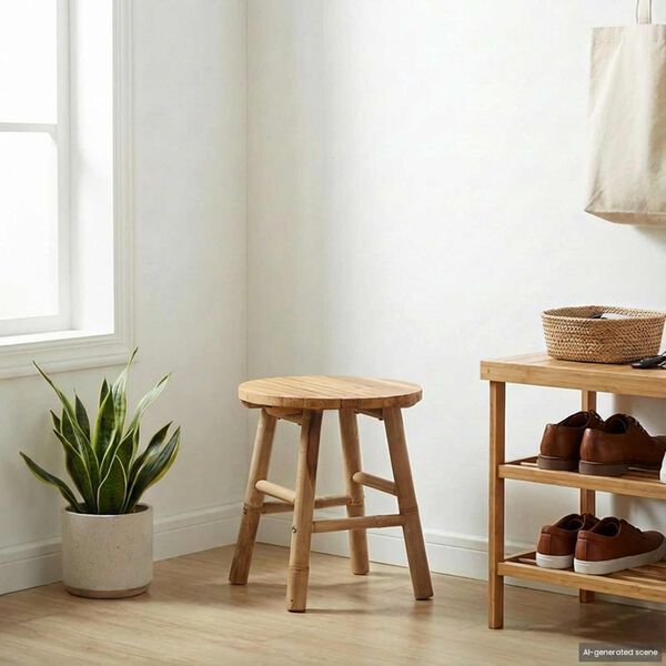 vidaXL Garden Stool Natural &Oslash; 38 x 42 cm Bamboo