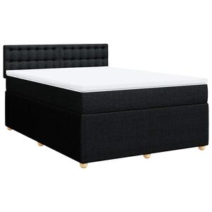 vidaXL Box Spring Bed with Mattress Black Queen Fabric