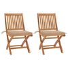 vidaXL Garden Chairs 2 pcs with Beige Cushions Solid Teak Wood