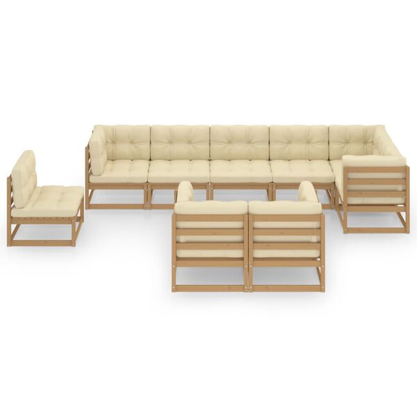 vidaXL 9 Piece Garden Lounge Set with Cushions Solid Pinewood
