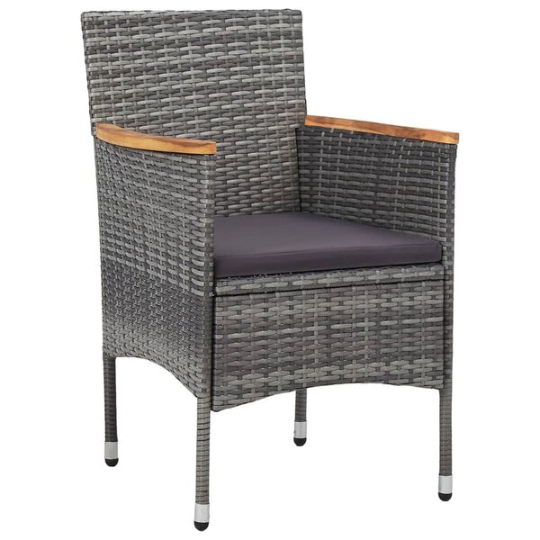vidaXL 7 Piece Garden Dining Set Poly Rattan Grey