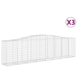 vidaXL Arched Gabion Baskets 3 pcs 400x50x100/120 cm Galvanised Iron
