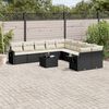 vidaXL 11 Piece Garden Sofa Set with Cushions Black Poly Rattan