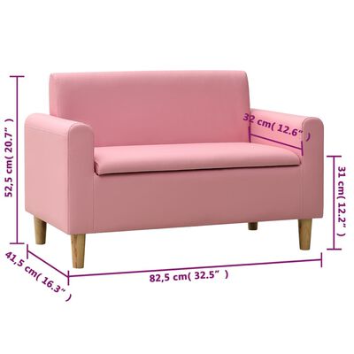 vidaXL 2-Seater Children Sofa Pink Faux Leather