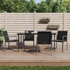 vidaXL 5 Piece Garden Dining Set with Cushions Poly Rattan and Steel