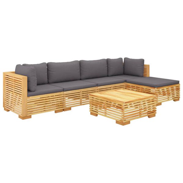 vidaXL 6 Piece Garden Lounge Set with Cushions Solid Teak Wood