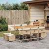 vidaXL 11 Piece Garden Dining Set with Cushions Beige Poly Rattan