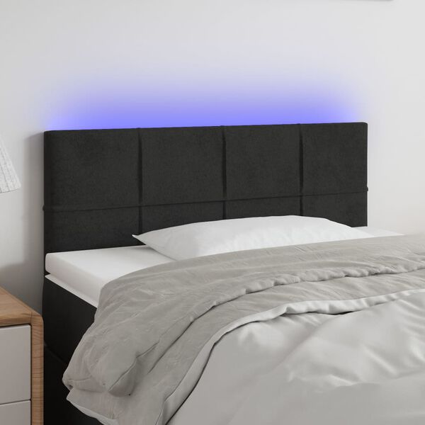 vidaXL LED Headboard Black 100 cm Velvet