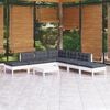 vidaXL 8 Piece Garden Lounge Set with Cushions White Pinewood
