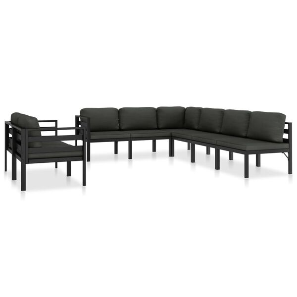 vidaXL 8 Piece Garden Lounge Set with Cushions Aluminium Anthracite