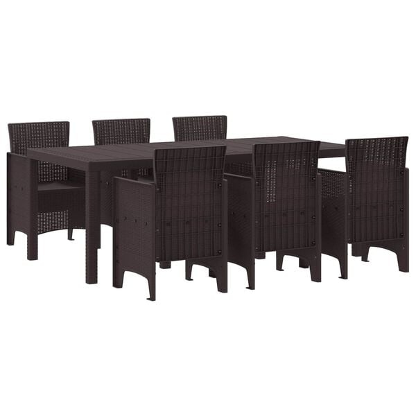 vidaXL Garden Dining Set 7 pcs Brown Polypropylene