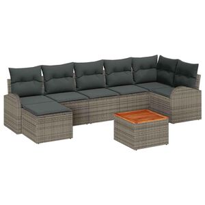 vidaXL Garden Sofa Set 8 pcs Grey Poly Rattan