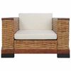 vidaXL 2 Piece Sofa Set with Cushions Brown Natural Rattan