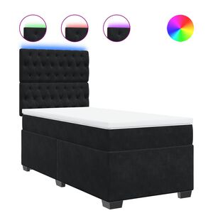 vidaXL Box Spring Bed with Mattress Black King Single Velvet