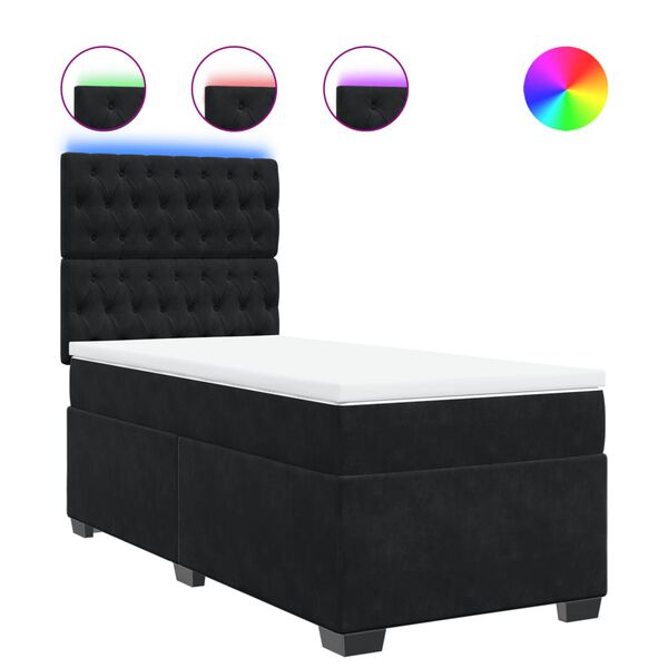 vidaXL Box Spring Bed with Mattress Black King Single Velvet