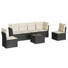 vidaXL 7 Piece Garden Sofa Set with Cushions Black Poly Rattan