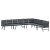 vidaXL 4 Piece Garden Benches with Cushions Black Powder-coated Steel