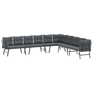 vidaXL 4 Piece Garden Benches with Cushions Black Powder-coated Steel