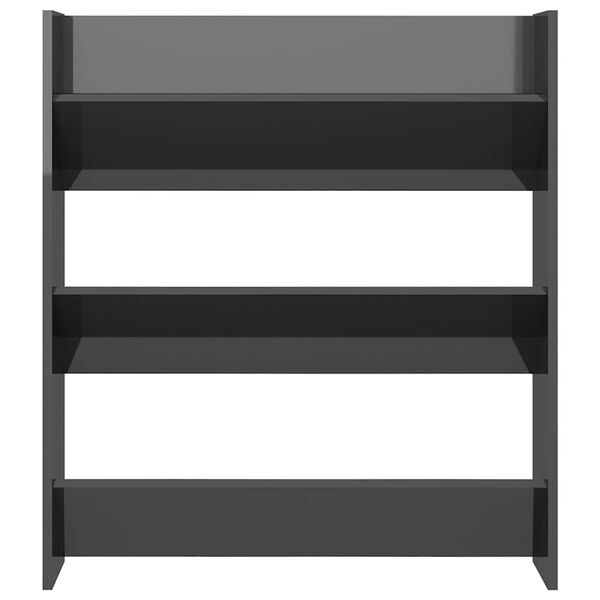 vidaXL Wall Shoe Cabinet High Gloss Grey 80x18x90 cm Engineered Wood