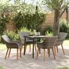 vidaXL Garden Dining Set with Cushion 5 pcs Grey Poly Rattan