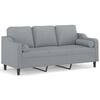 vidaXL 3-Seater Sofa with Throw Pillows Light Grey 180 cm Fabric