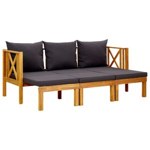 vidaXL 3-Seater Garden Bench with Cushions 179 cm Solid Acacia Wood