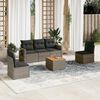 vidaXL 6 Piece Garden Sofa Set with Cushions Grey Poly Rattan