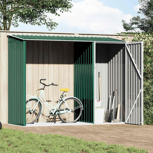 vidaXL Garden Firewood Shed Green 245x98x159 cm Galvanised Steel