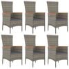 vidaXL 7 Piece Garden Dining Set with Cushions Grey Poly Rattan