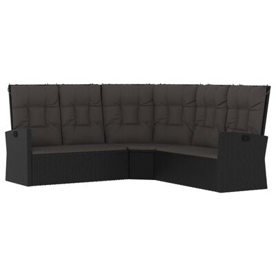 vidaXL 2 Piece Garden Lounge Set with Cushions Black Poly Rattan